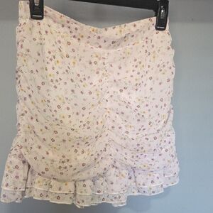 La Hearts Floral Mini Skirt - White and Purple
